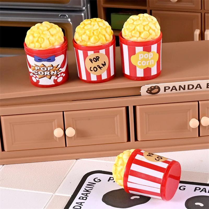 10Pcs Dollhouse Miniature Simulation Popcorn Bucket Model Micro Landscape Ornaments Doll House Accessories Kids Pretend Toy Gift