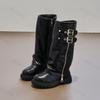Children's Pu Leather Boots  Autumn Comfortable Anti Slip Zipper  Kids Knee Boots Girls Outdoor Buckle Princess Boots