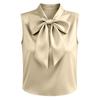 Sleeveless Satin Blouse for Women with Bow Tie Neck Elegant Casual Office Top Soft Fabric Stylish Fit Suitable for Various Occasions