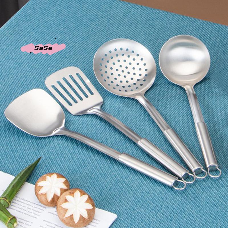 4Pcs Stainless Steel Kitchen Utensil Set Shovel Frying Spoon Soup Colander Spatula Kitchen Tools Set