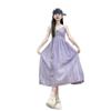 French-style High-end Purple Spaghetti Strap Dress for Women, New Summer Seaside Vacation Waist-cinching Elegant Long Dress