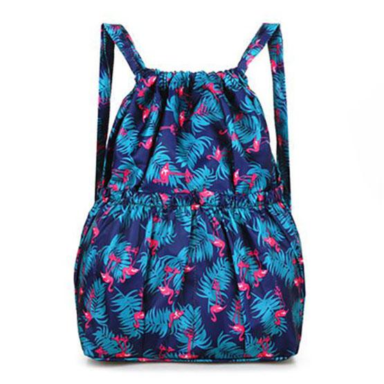 WTEMPO Printed Beach Casual Nylon Drawstring Backpacks Women's Four Seasons Outdoor Sports Bags Mommy Bags Large Capacity Lightweight Travel Backpacks