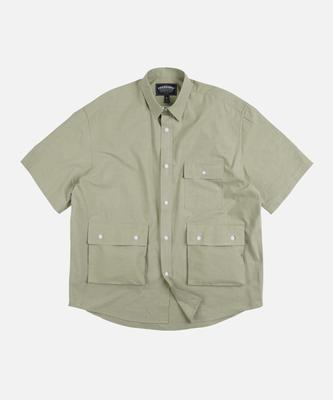 FRIZMWORKS Washed Triple Pocket Half Shirt _ Light Green