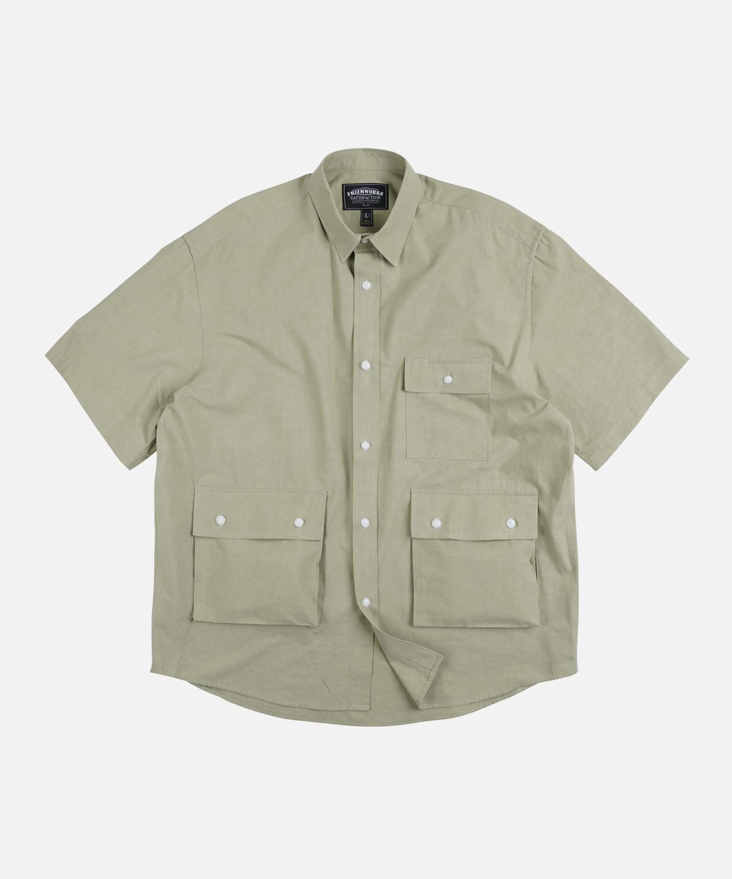 Prism Works Washed Triple Pocket Half Shirt _ Light Green Light Green/S