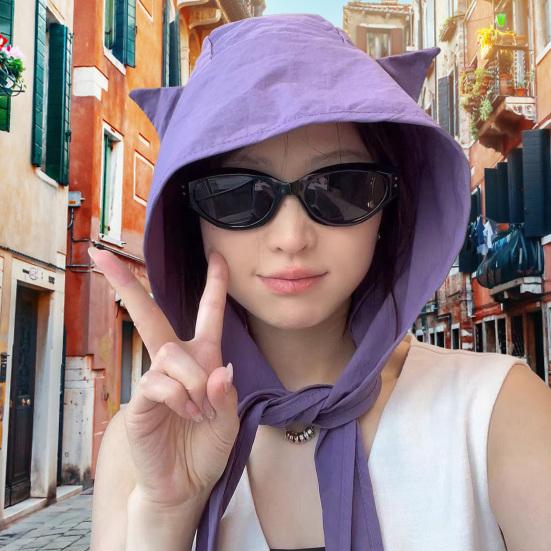 Sunshade Hat with Fixed Straps Adjustable Elasticity Breathable Quick-Drying Demon Hat Solid Color Design Lace-up Hat