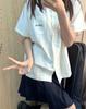 Xiaolan Women's Short-Sleeve Embroidered JK Shirt - Original Japanese College Style Summer White Uniform.