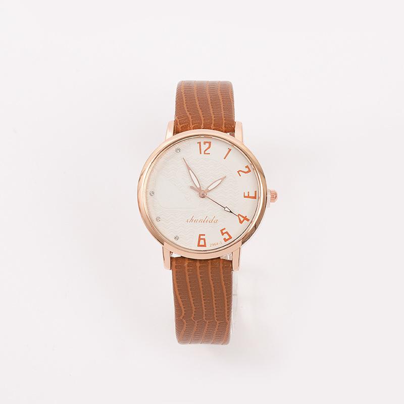 Belt Women S Watch Personalized Fashion Watch Female Simple Student Quartz Watch Watch коричневый