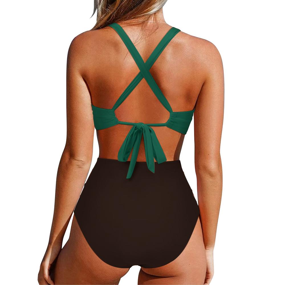 Damen-Badeanzug, ausgeschnitten, einteiliger Badeanzug, Neckholder, hohe Taille, Strandmode, Monokini, Push-Up-Badeanzug, einteilige Badebekleidung für Damen