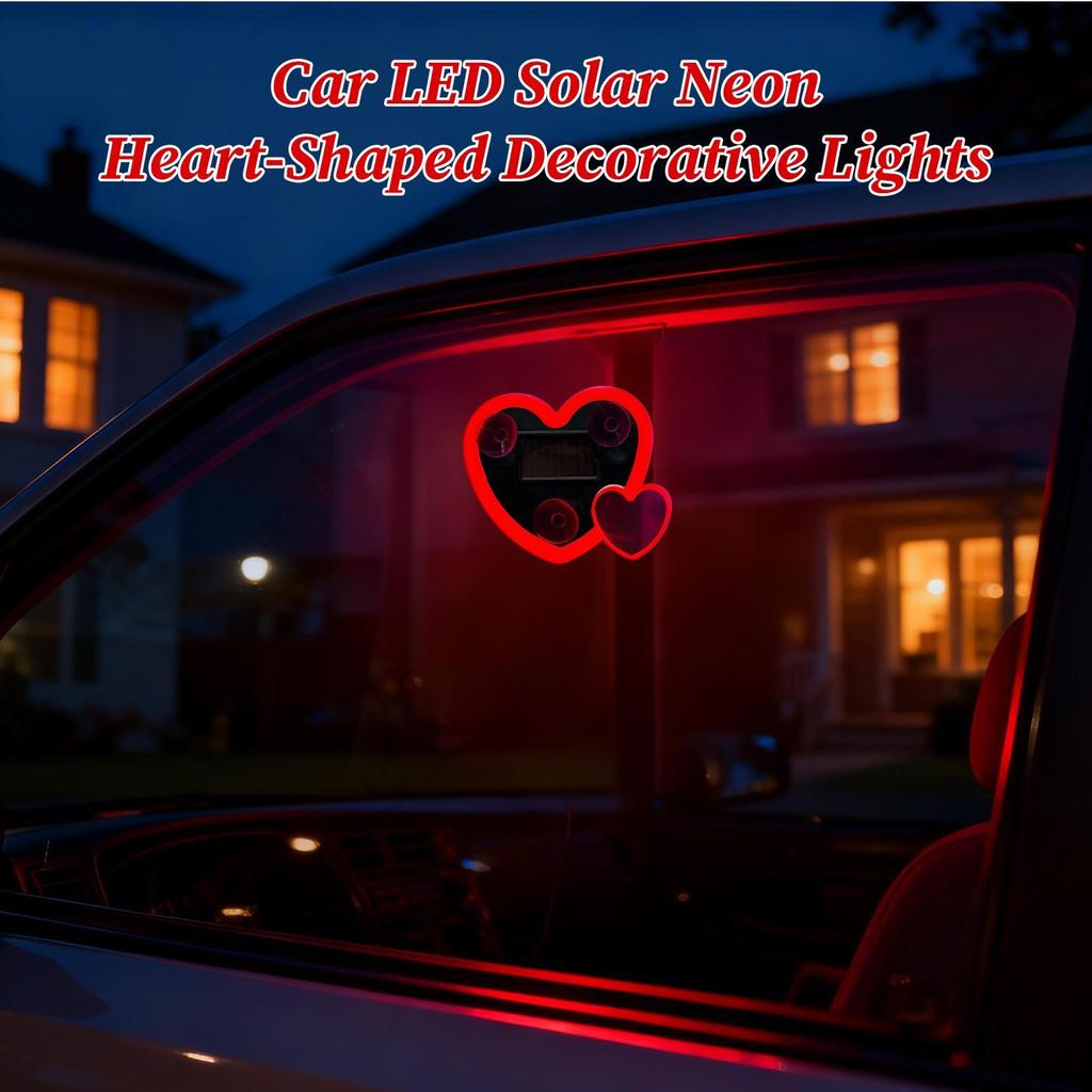 Car LED Lights Interior Solar Heart Shaped Decorative Window Lamp Neon Ambient Light For Triangle Window Decor Automotive