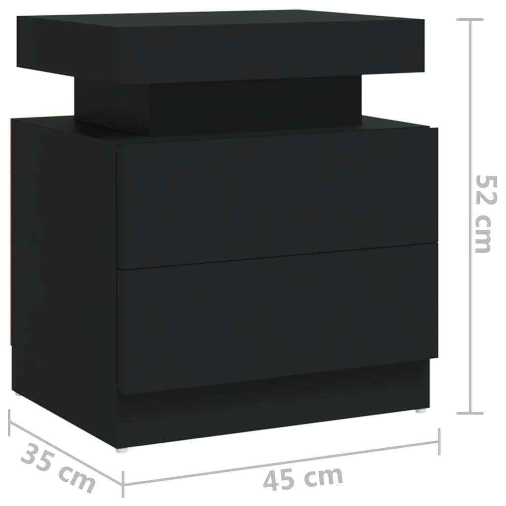 Vidaxl Szafka Nocna, Czarna, 45X35X52 Cm, Materiał Drewnopochodny