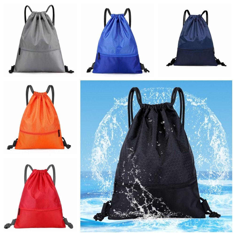 Solid Color Fitness Drawstring Bag Waterproof Drawstring Pocket Drawstring Backpack  Unisex
