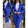 Women's Solid Color Slim Casual Fashion Waist Double Breasted Two Piece Suit Black