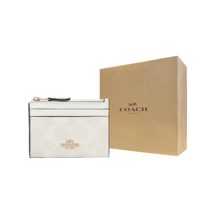 COACH Skinny Id Case Leather Patchwork With PVC Key Pouch Card Holder Mini Women's Glacier White 88208-IMRFF