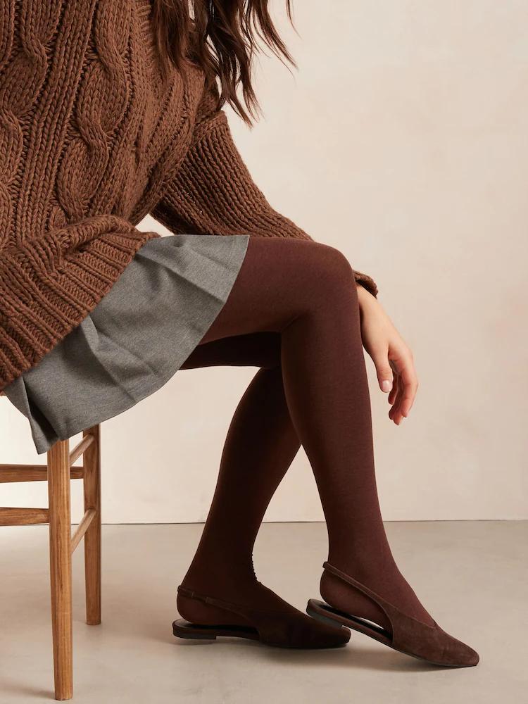 Collant in Velluto Marrone da Donna, Collant Opachi Ultra-Morbidi, Calze Elasticizzate in Nylon a Vita Alta, Leggings Modellanti per Gambe