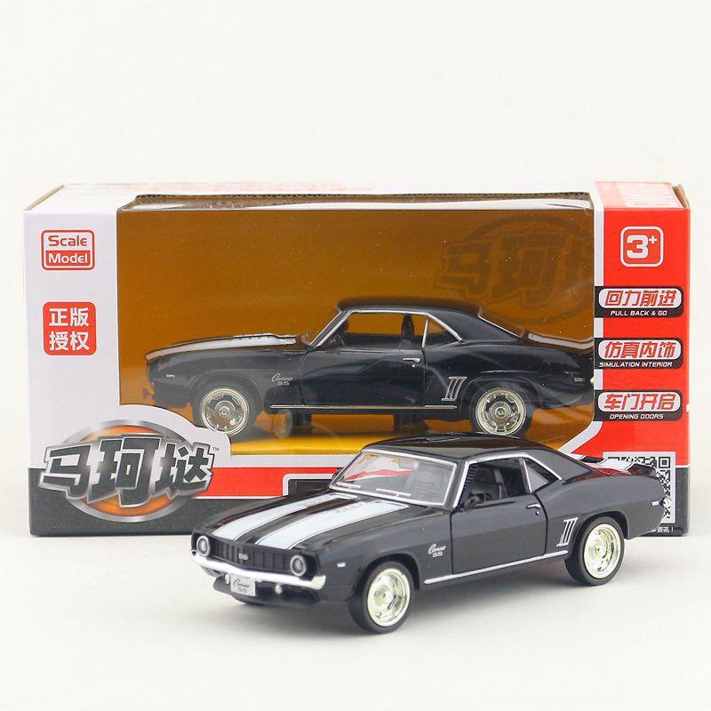 1/36 Scale Chevrolet Camaro SS 1969 Diecast Car Model Toy, Pull Back Toy Vehicle with Sound and Light for Kids Toddler Boys Girls Gift Collection