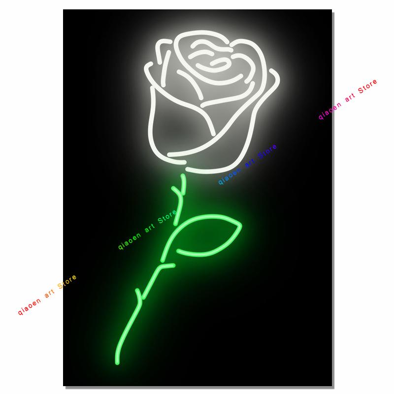 Neon Signs Sign Sign Coconut Palm Pineapple Rose Neon Effect Canvas Painting Wall Art Print Painting for Room Home Decor