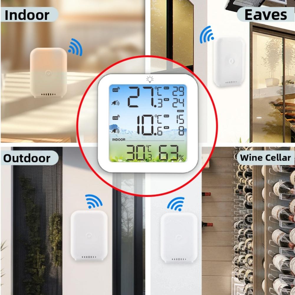 Digital Refrigerator Thermometer with Dual Wireless Sensors High Low Temperature and Humidity Monitoring Alarm China Mainland