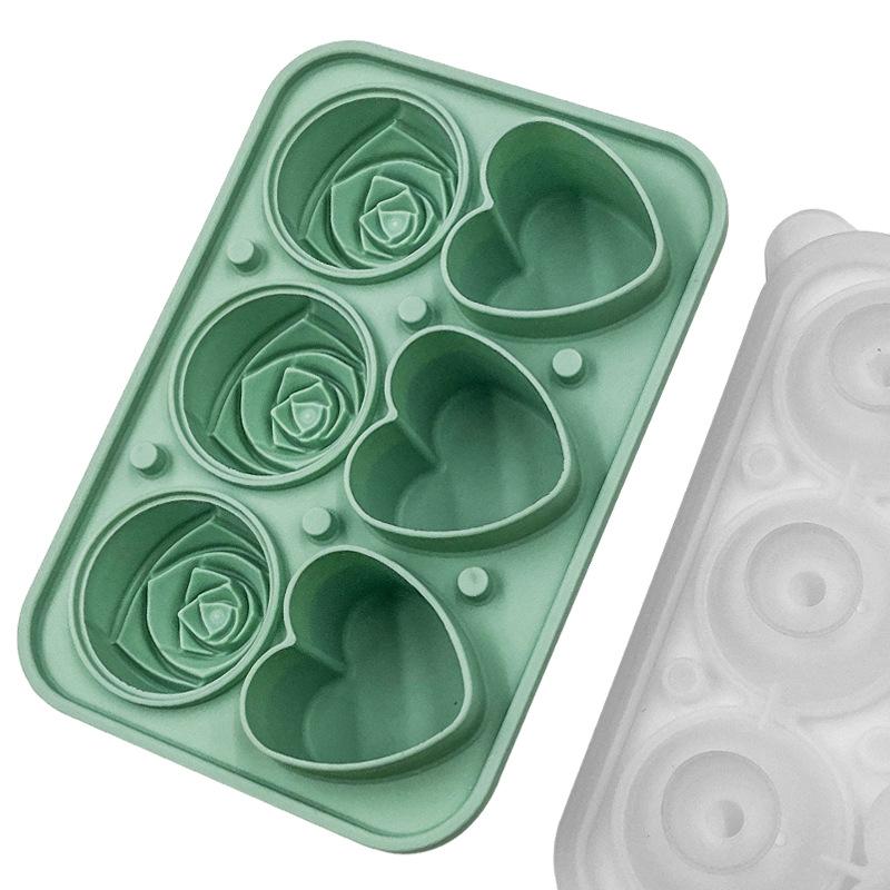 Food-Grade Silicone Rose Heart Ice Cube Mold for Whiskey