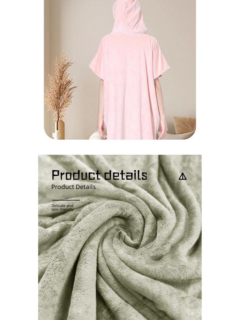 Unisex Quick-drying Hooded Beach Bathrobe Poncho - Coral Fleece Surf & Swim Changing Towel