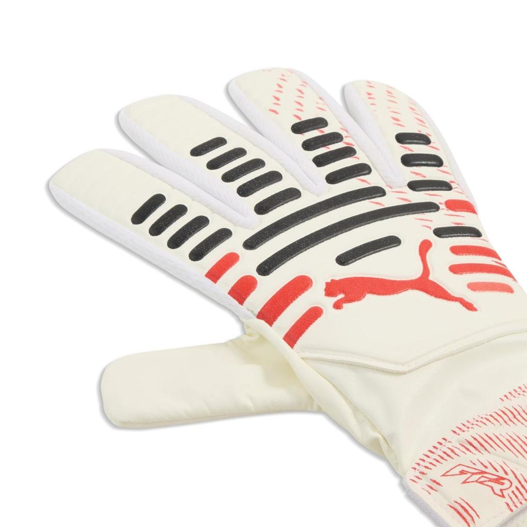 PUMA Future Play NC Junior Goalkeeper Gloves Soccer Football Sugared Almond Black/Ultra Red Size 4