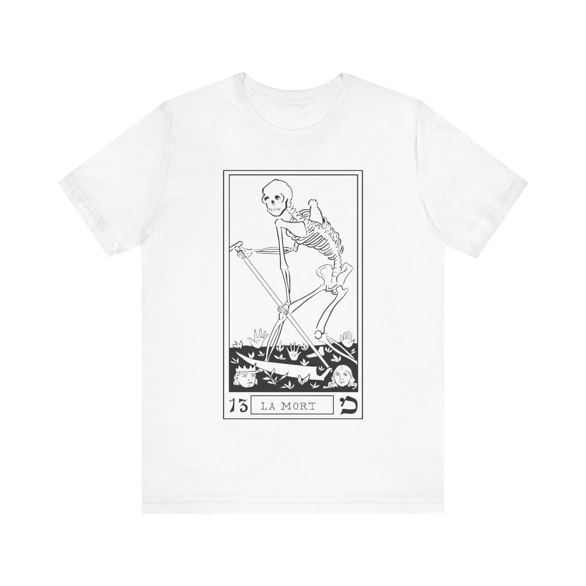 Футболка La Mort Danse Macabre, футболка Танец Смерти, футболка Таро, футболка Скелет, винтажная, в стиле хоррор, готическая, нейтральная, с коротким рукавом S