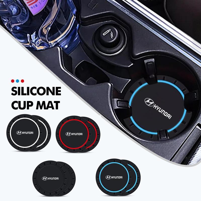 For Hyundai Silicone Car Coaster Water Cup Bottle Non Slip Pad Anti-Slip Mat GDi N Line i10 Azera Genesis G70 G80 G90 Accent mv3