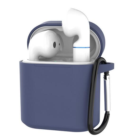 

Силиконовый защитный чехол для наушников для Huawei Honor FlyPods/Freebuuds 2, защитный чехол с металлическим крючком For Huawei Fly Pods темно-синий