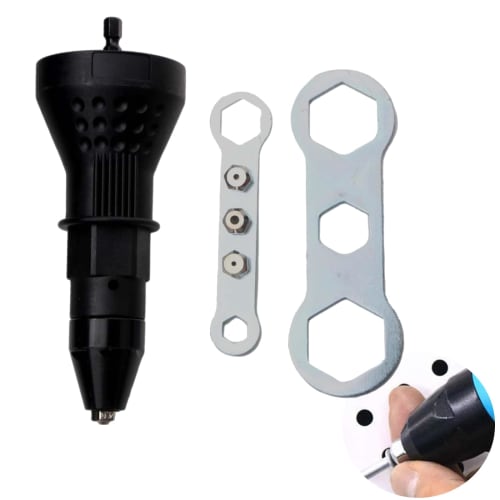 Riveter Tool Rivet Gun Adapter Alloy Steel Electric Riveter Electric Rivet Nut Gun Nut Rivet Tool with Hex Wrench for Cordless Drills 2.4mm 3.2mm 4.0m
