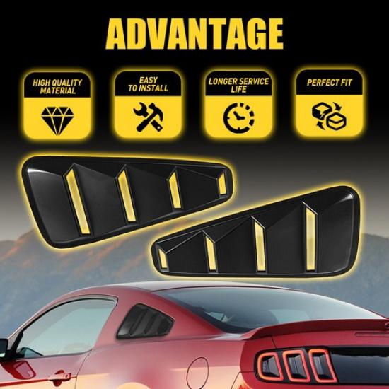 For 2005 06 07- 2014 Ford Painted Mustang Coupe Window Louvers Scoop Cover Vent