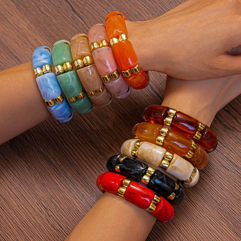 Wide Acrylic Bangle Geometric Retro Hand Ring Temperament Exaggerated Bracelet  Gift