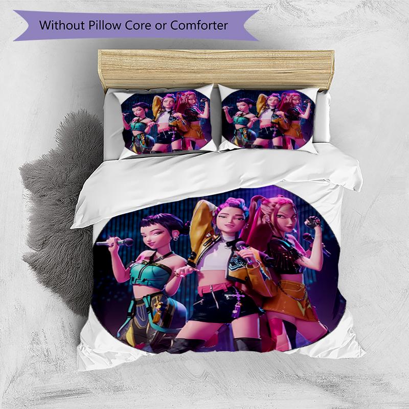 3pcs Kpop Hunter8 pattern bedding set duvet cover set includes duvet cover &pillowcases, perfect all season bedroom decoration & gift