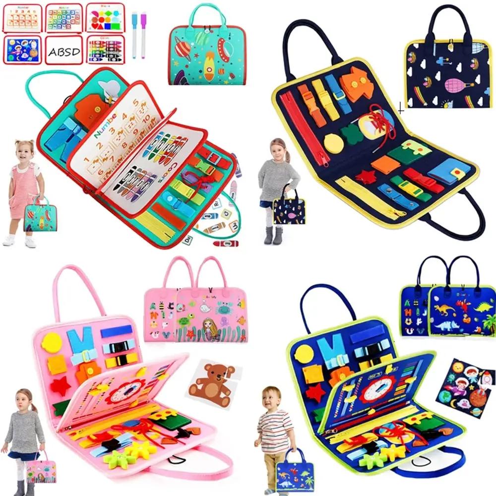 Kids Montessori Suitcase Toys Educational Learning Buckle Training Essential Baby Busy Board Sensory Intelligence Developing