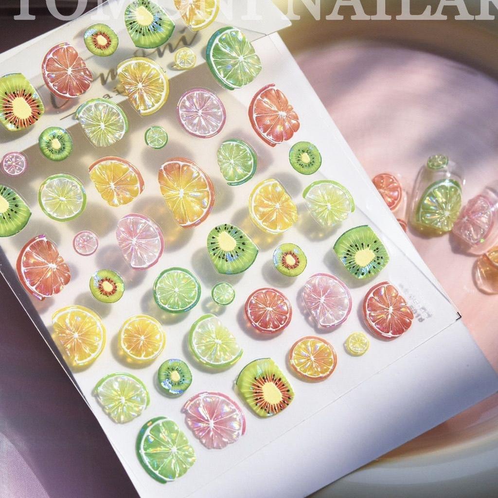 Summer Ice Clear Fruit Scrapbooking Stickers Fresh Candy Color Grapefruit Strawberry Waterproof Self Adhesive for DIY Journaling
