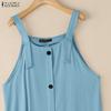 ZANZEA Women Casual Sqaure Collar Loose Sleeveless Straps Dress