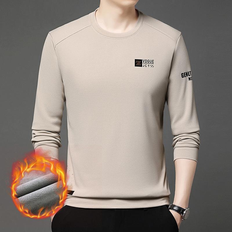 Hanorac de pluș pentru bărbați Toamnă/Iarnă - Gros, Gât rotund, Mânecă lungă, Pulover simplu de modă cu imprimeu