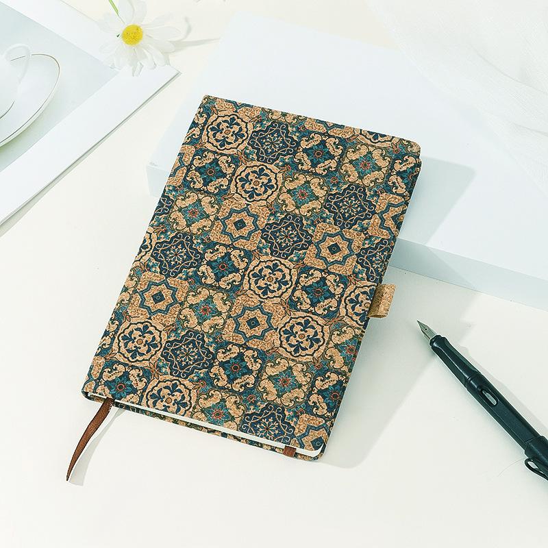 Travel Souvenir Cork Notebook A5 Notepad Retro Pattern