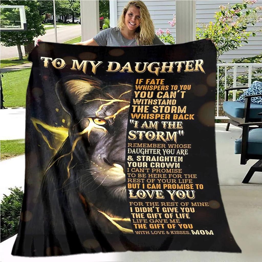 Personalized Blanket Dad Mom To Daughter Blanket  Lion Wolf Tiger Blanket  Sofa Bed Blanket From Family