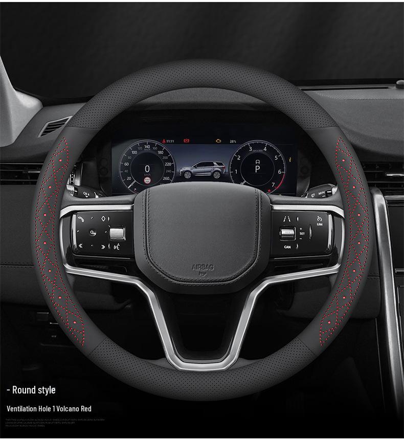 Universal Nappa Leather Steering Wheel Cover - Ultra-Thin, Anti-Slip, Breathable, Sweat-Absorbent for All Seasons