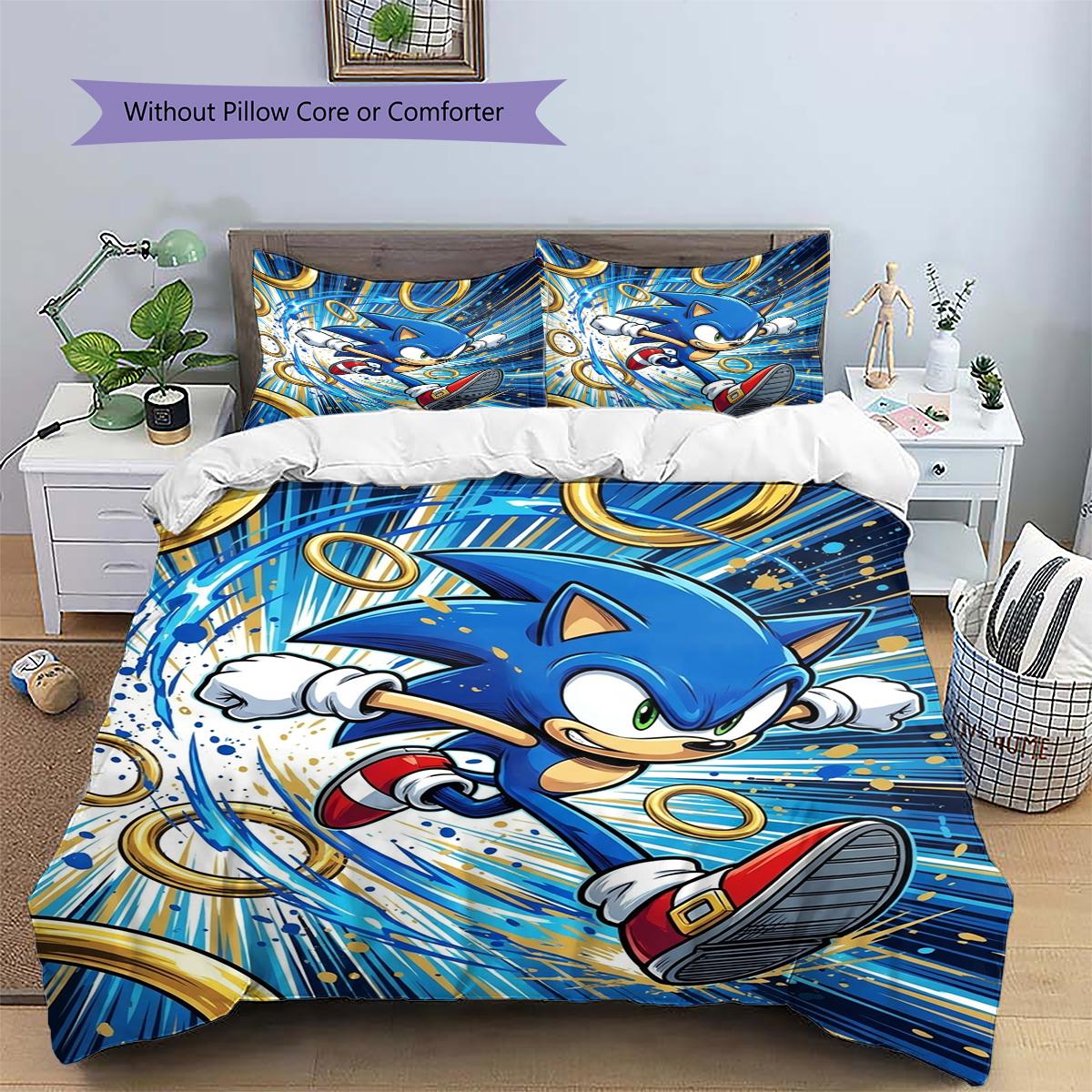 Sonic the Hedgehog Daily Use Bedding Nice Fan Gift Patterned Duvet Cover Set Anime Bedroom Decor -xia67 135x200cm