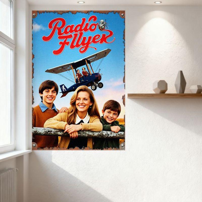 Radio Flyer Movie Poster Metal Tin Sign Vintage Rusty Frame Gradient Sky Retro Wall Decor for Home Club Cafe Bar Man Cave