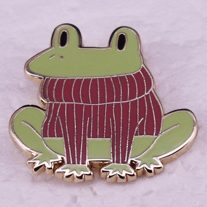 Очаровательная Лягушка в Свитере Мультяшная Значок-Аксессуар