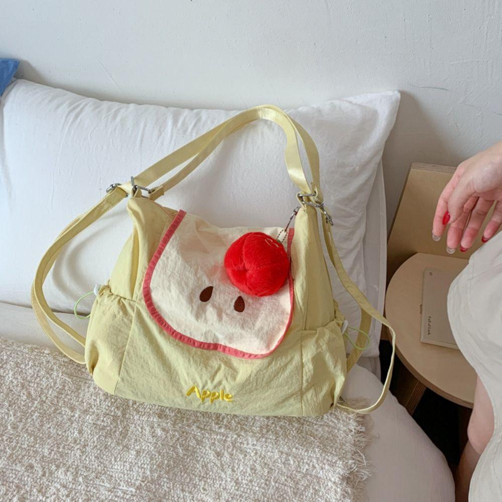 Fashionable Dopamine Color Fruit Nylon Backpack Korean Style Large Capacity Cloth Messenger Bag Tote Bag Creative Book Bag Women