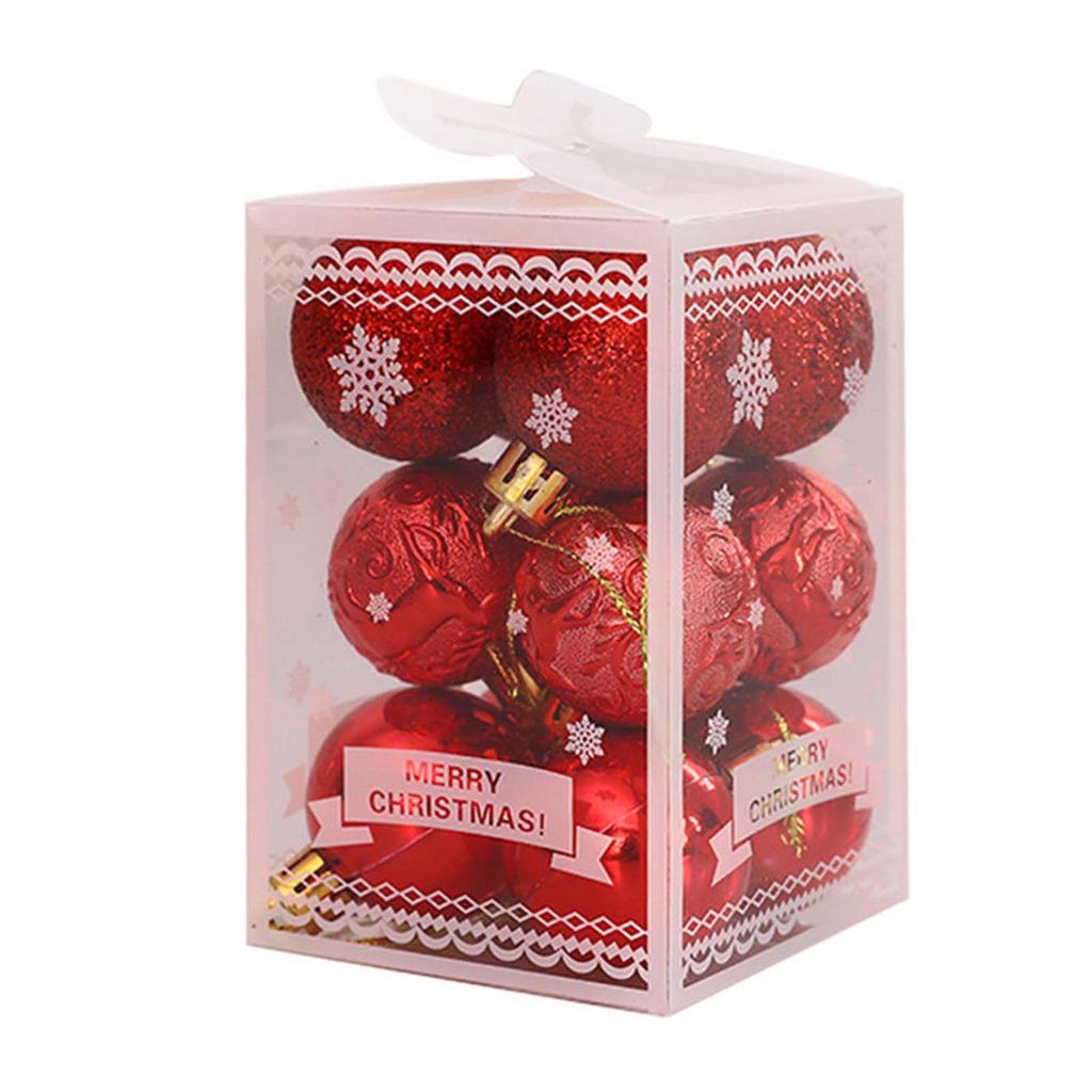 12pcs/box Christmas Tree Decoration Hanging Ball Gold Silver Red Green Decorate Festival Ornaments For Christmas Home Decoration