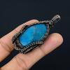 Neon Blue Apatite Gemstone Pendant 999 Copper Wire Wrapped Jewelry, Handmade Antique Pendant Jewelry, Gift For Mother