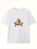 Cute Hamster Pilot Ufo Graphic Tshirt Wounisex Space Adventure Print Tee Harajuku Short Sleeve Casual Fashion Streetwear Top