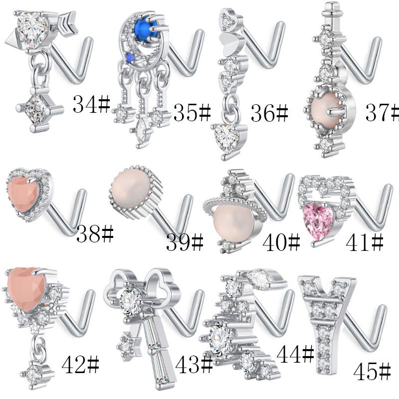 Mikromosaik Vermikulit Blomma Näspiercing Näspiercing Smycken Mode Öronbroskspik Personlighet Persikohjärta Näspiercing