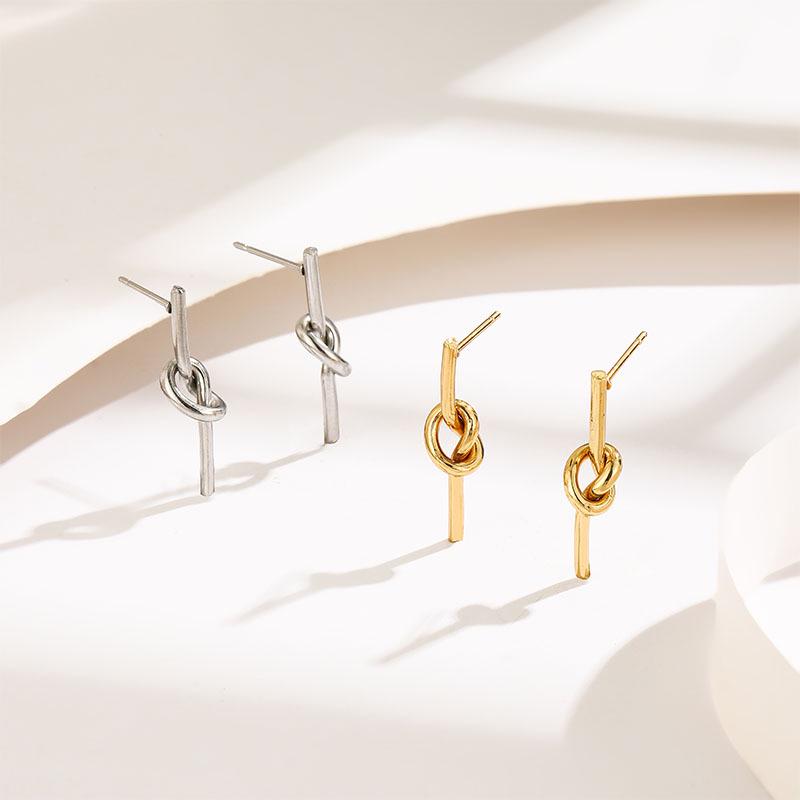 Korean Style Knot Titanium Steel Stud Earrings - Elegant, Versatile, Trendy Women's Luxury