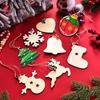 10-50Pcs Wooden Christmas Ornaments Unfinished Wood Slices with Holes Wooden Blanks Pendants for Kid DIY Craft Christmas Tree De