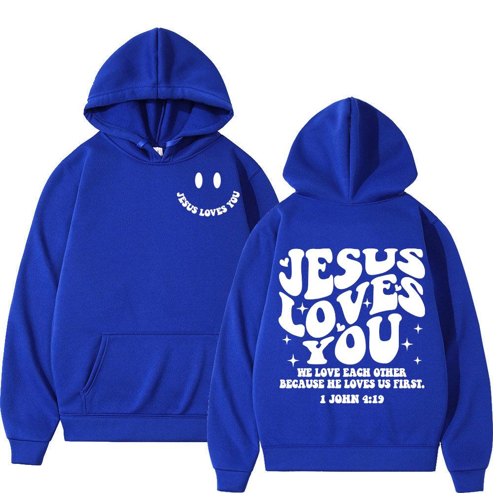 Style double-sided printed hoodie with Jesus' love for you fashionable Men's sweatshirt high-quality retro sweatshirt