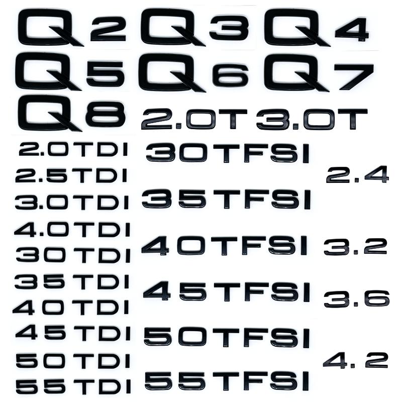 Chrome Silver ABS Numbers Letters Q2 Q3 Q4 Q5 Q6 Q7 Q8 TDI TFSI 2.0T Emblem For hot Q series Car Fender Trunk Rear Logo Sticker